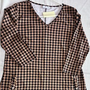 New York & Company Houndstooth Dress - Black and Tan